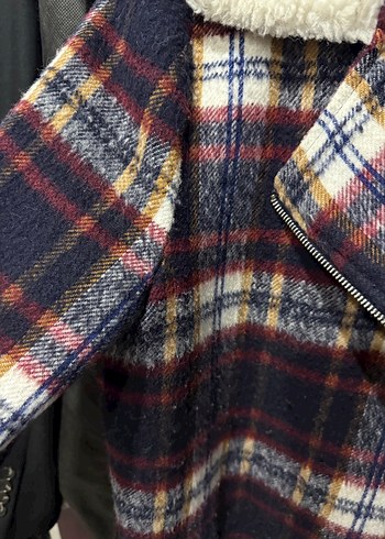 Kürklü Ekose Desenli Kadın Ceket - Görsel 3