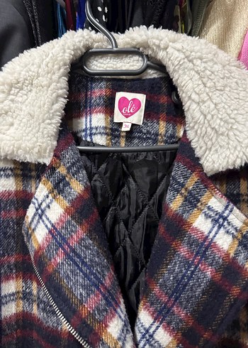 Kürklü Ekose Desenli Kadın Ceket - Görsel 2