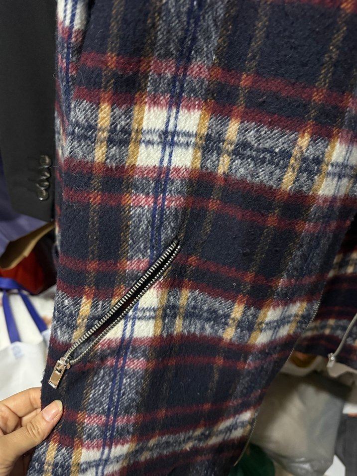 Kürklü Ekose Desenli Kadın Ceket - Görsel 4