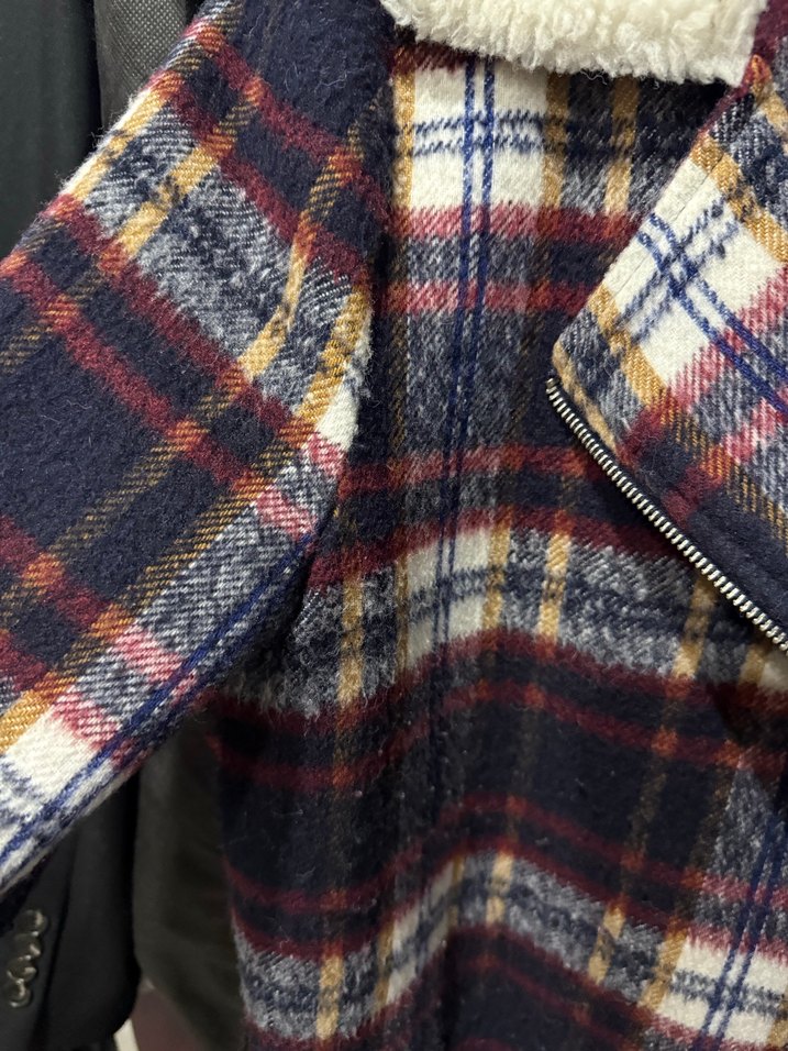 Kürklü Ekose Desenli Kadın Ceket - Görsel 3