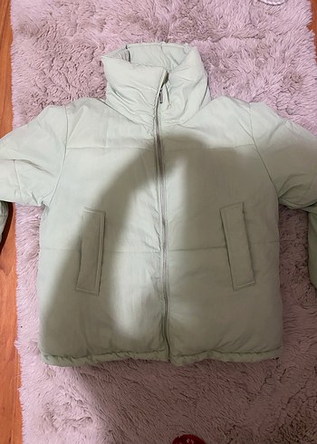 Yeşil Pastel Kadın Kışlık Fermuarlı Mont - Görsel 2