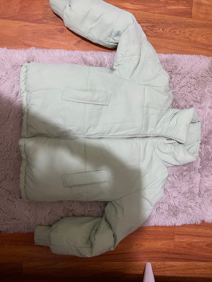 Yeşil Pastel Kadın Kışlık Fermuarlı Mont - Görsel 5