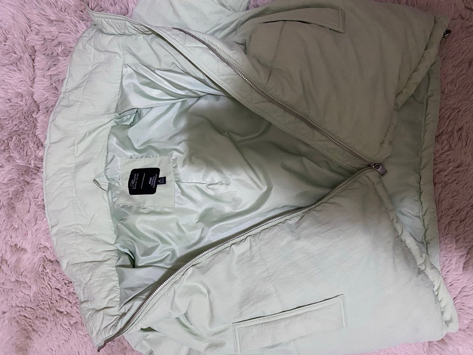 Yeşil Pastel Kadın Kışlık Fermuarlı Mont - Görsel 4