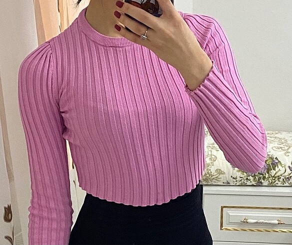 s Beden pembe Renk Pembe Triko Crop