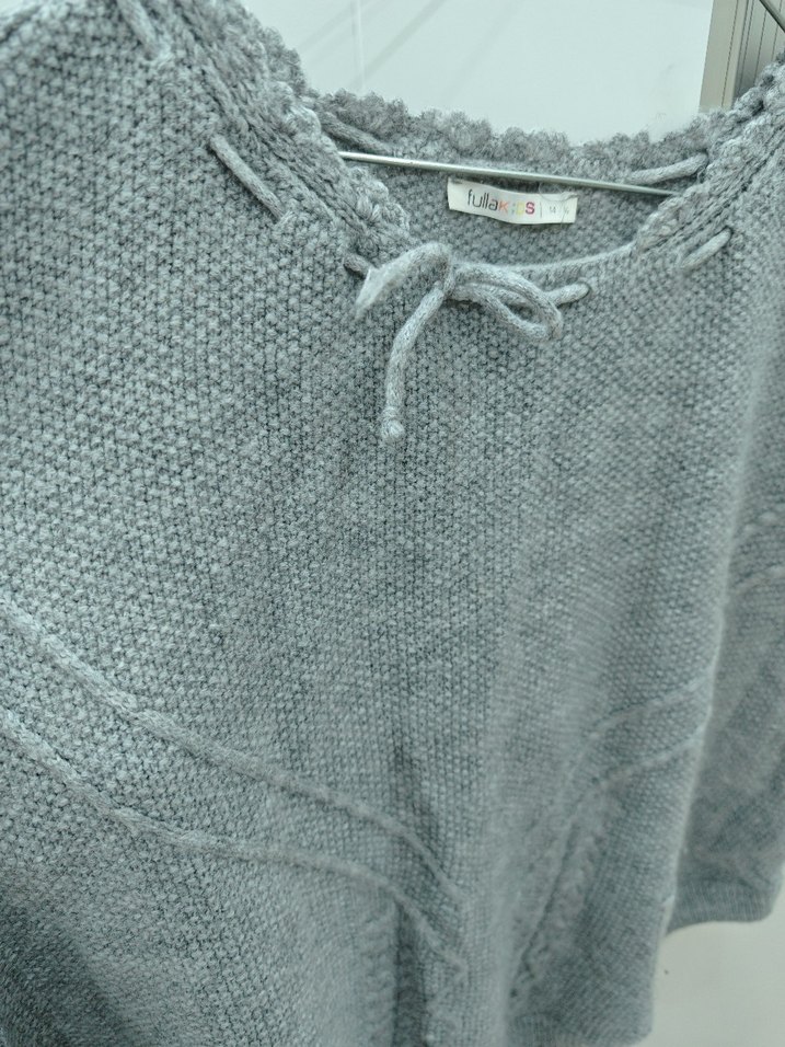 Gri Örgü çocuk  panço 14 15 yaş uygundur - Görsel 2