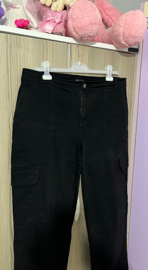 Siyah Kargo Kadın Kot Pantolon - Görsel 3