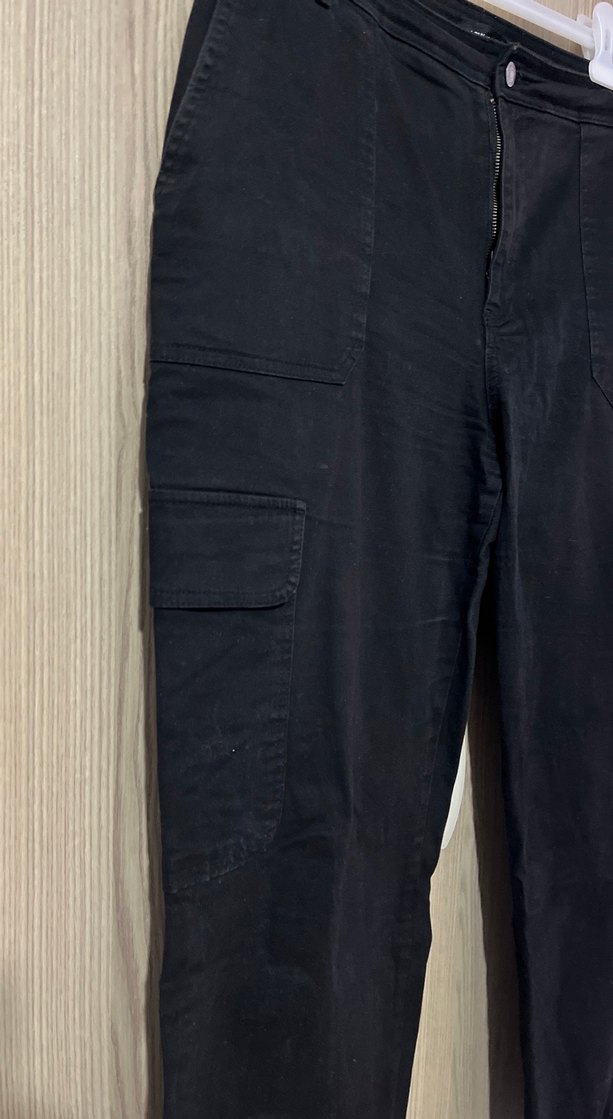 Siyah Kargo Kadın Kot Pantolon - Görsel 4