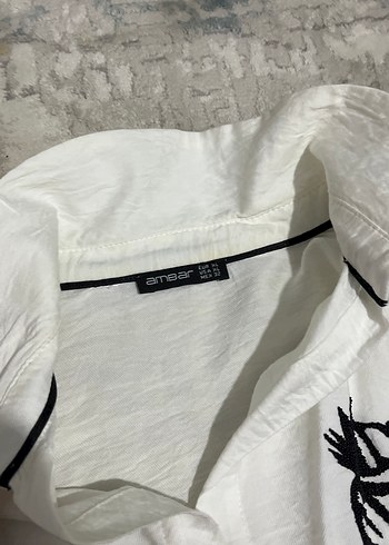 Zebra Desenli Beyaz Keten Gömlek - Görsel 3