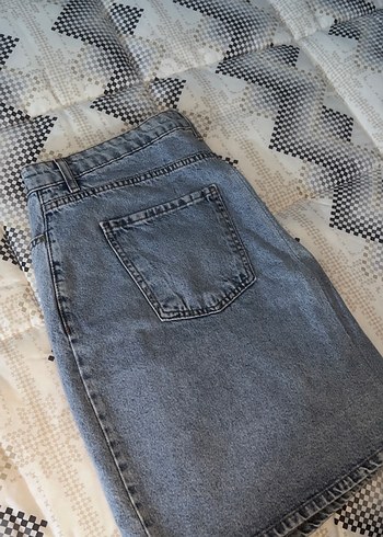 Gri Midi Kot Etek - Görsel 3