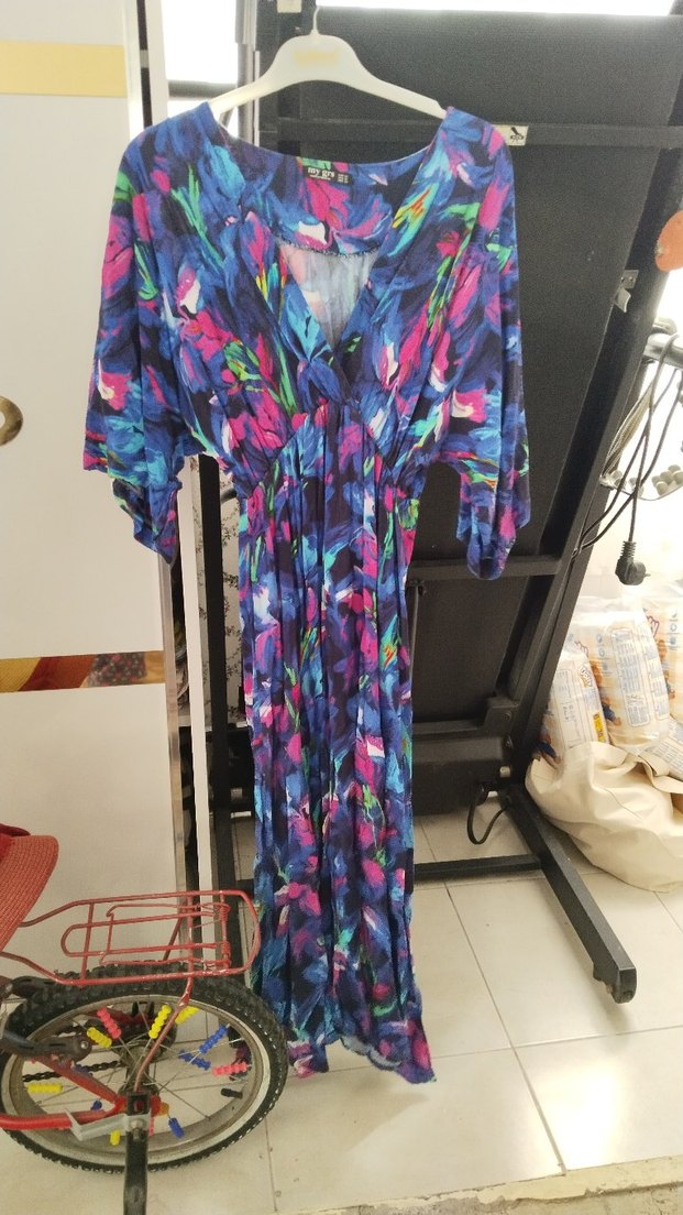 M.Y GRS marka  Renkli Batik Desenli Bohem Uzun Elbise - Görsel 3