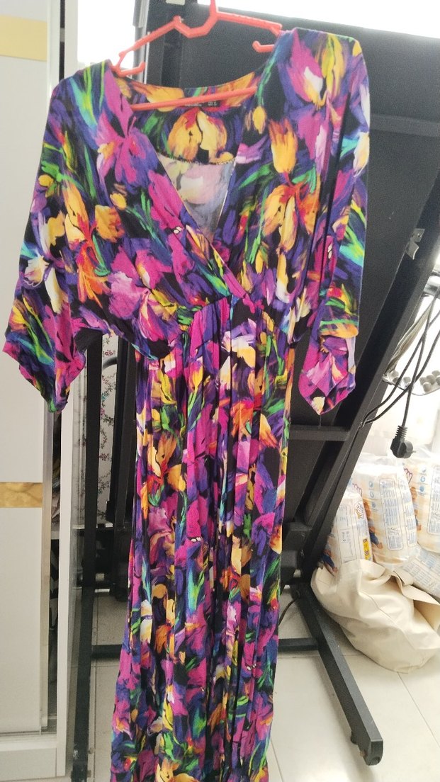 M.Y GRS marka Renkli Batik Desenli Bohem Uzun Elbise - Görsel 2