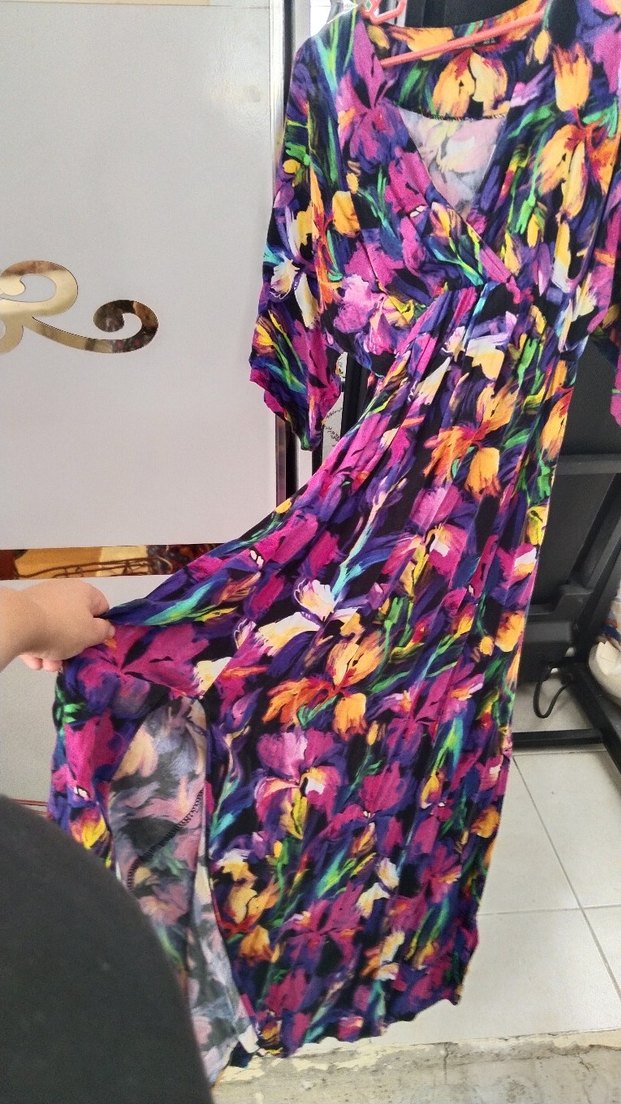 M.Y GRS marka Renkli Batik Desenli Bohem Uzun Elbise - Görsel 4