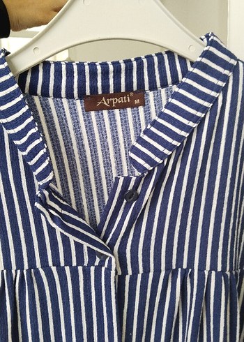 Mavi Çizgili Uzun Kollu Pamuklu Gömlek - Görsel 3