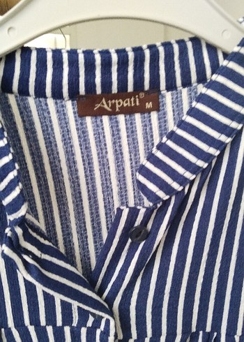 Mavi Çizgili Uzun Kollu Pamuklu Gömlek - Görsel 4