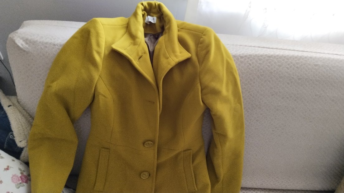 codentry marka Sarı Düğmeli Kadın Kaban s ve m - Görsel 3