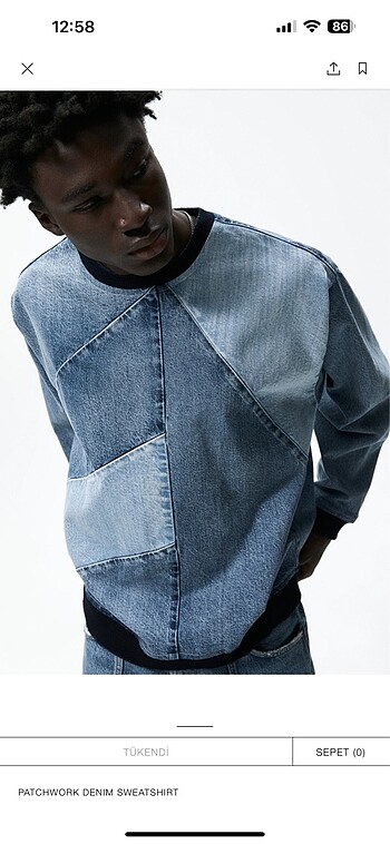 s Beden mavi Renk ZARA JEAN SWEAT