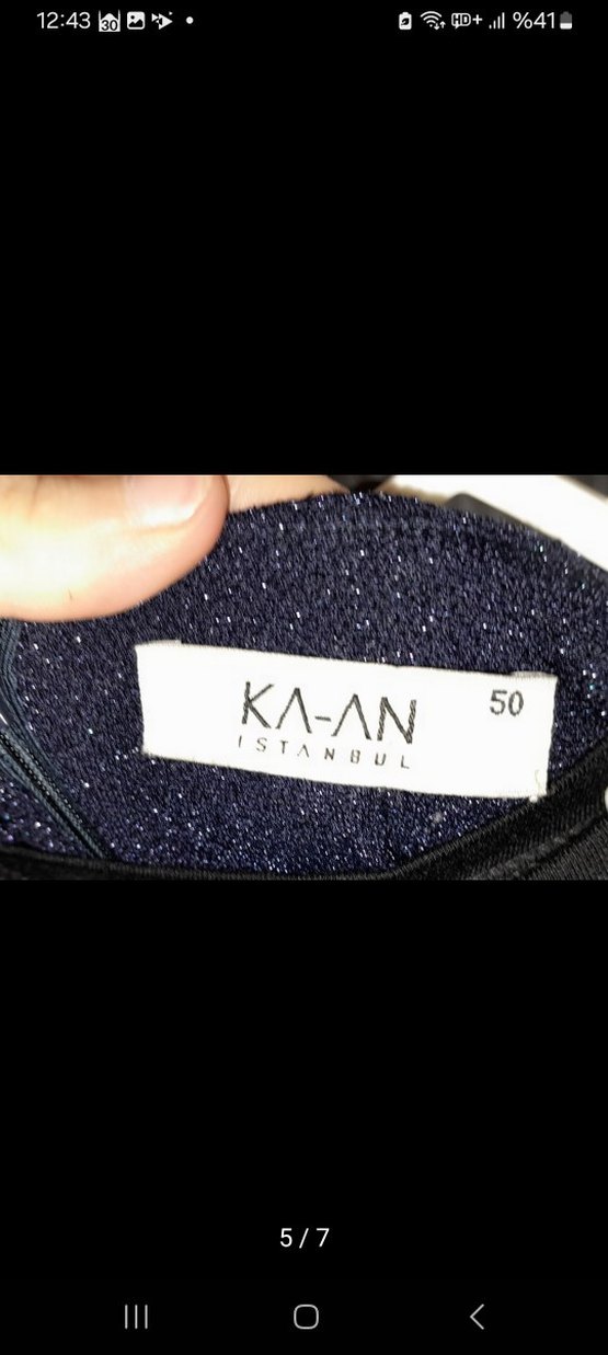 Parlak Lacivert Kadın Triko Elbise - Görsel 5