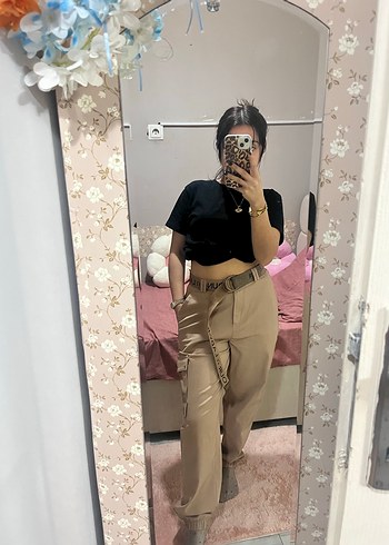 Camel Renkli Salaş Midi Kadın Pantolon - Görsel 2