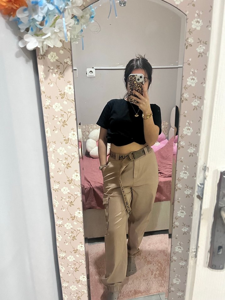 Camel Renkli Salaş Midi Kadın Pantolon - Görsel 2