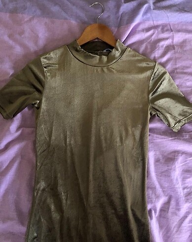 Zara ZARA Kadife Midi Elbise