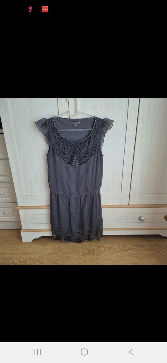 Gri İşlemeli Piliseli  Abiye Elbise - Görsel 2