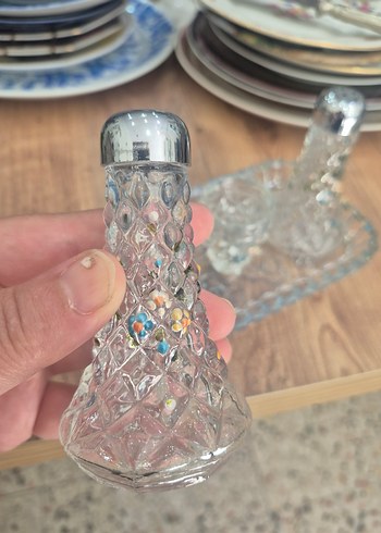 Beden Renk antika kristal tuzluk seti