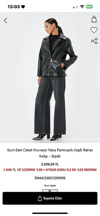 36 Beden siyah Renk Suni deri ceket