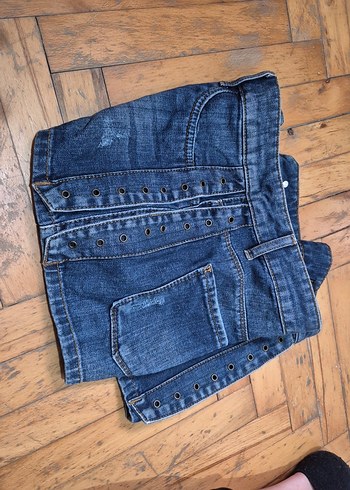 Düğmeli Mavi Kadın Denim Şort - Görsel 5