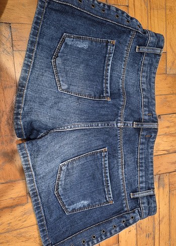 Düğmeli Mavi Kadın Denim Şort - Görsel 4