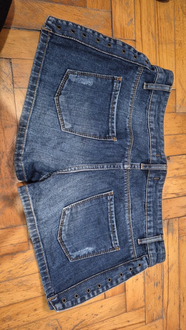 Düğmeli Mavi Kadın Denim Şort - Görsel 4