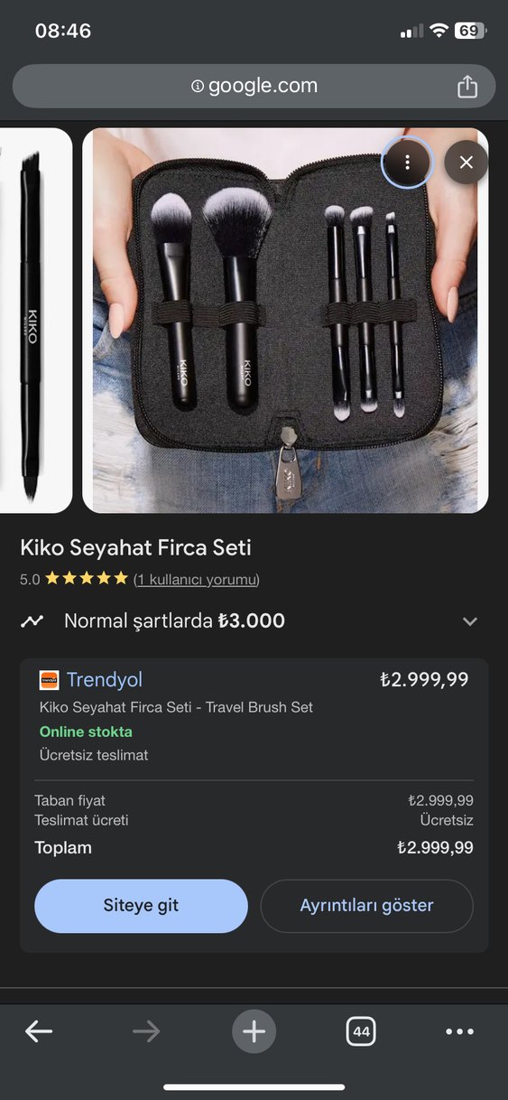 Kiko Siyah Seyahat Makyaj Fırça Seti - Görsel 2