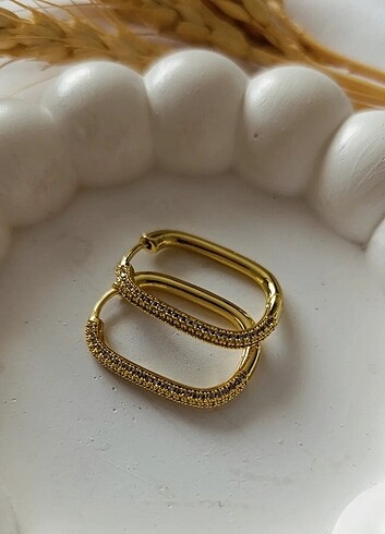 XUPİNG 14K Renginde Taşlı Küpe 