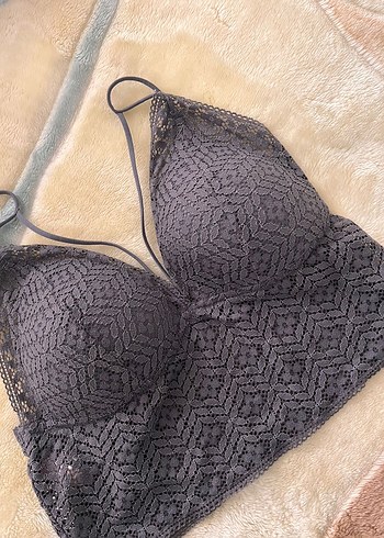 Penti Gri Dantel Bralet