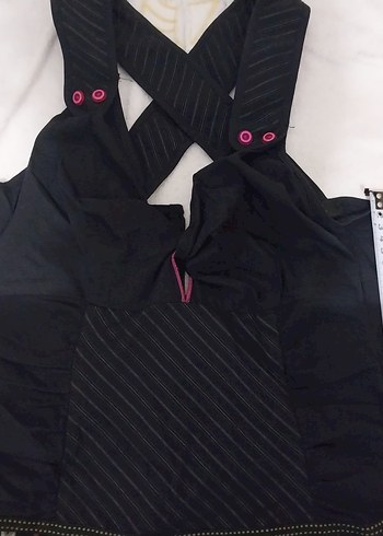 siyah ince kumaştan midi elbise - Görsel 6