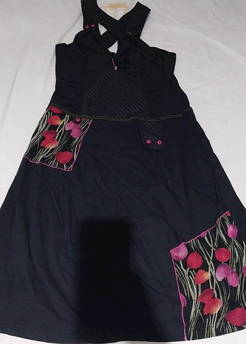 siyah ince kumaştan midi elbise - Görsel 5