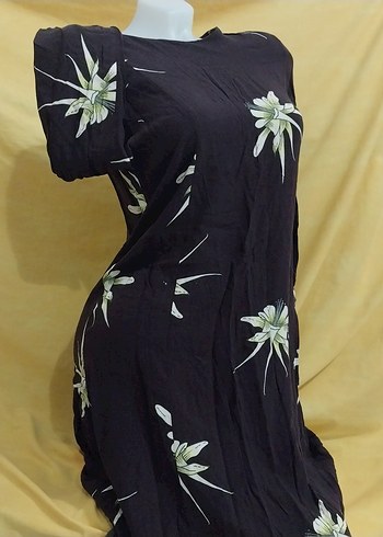 HM marka kahverengi midi boy elbise yada tunik - Görsel 2