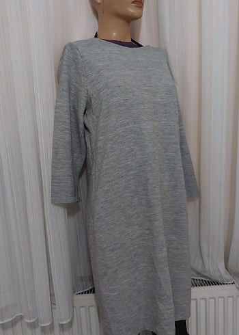 Gri Midi Örme Kadın Elbise - Görsel 2