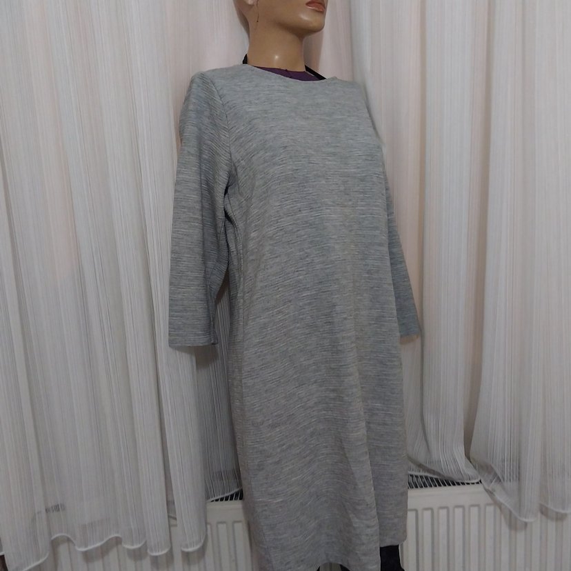 Gri Midi Örme Kadın Elbise - Görsel 2