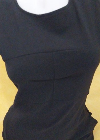 Siyah Drapeli Uzun Kadın Ofis Elbisesi - Görsel 3