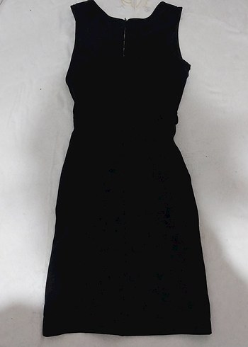 Siyah Drapeli Uzun Kadın Ofis Elbisesi - Görsel 9