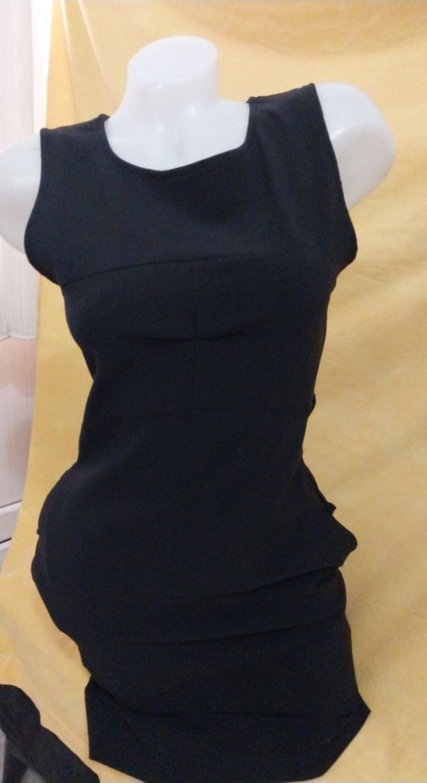 Siyah Drapeli Uzun Kadın Ofis Elbisesi - Görsel 2