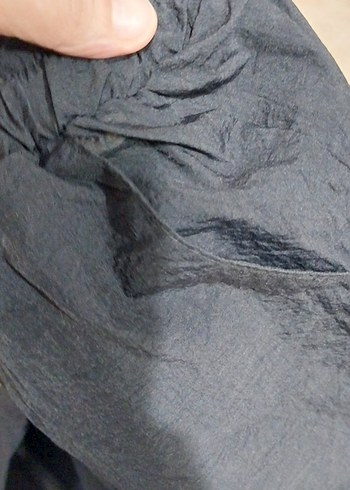 Siyah Bol Kesim Keten Kadın Pantolon - Görsel 5