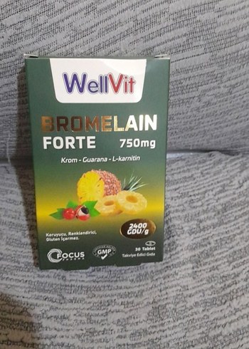2 ürün beraber WellVit Bromelain Forte 750mg Takviye Edici Gıda