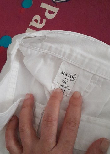 Düğmeli Beyaz Kumaş Pantolon - Görsel 2