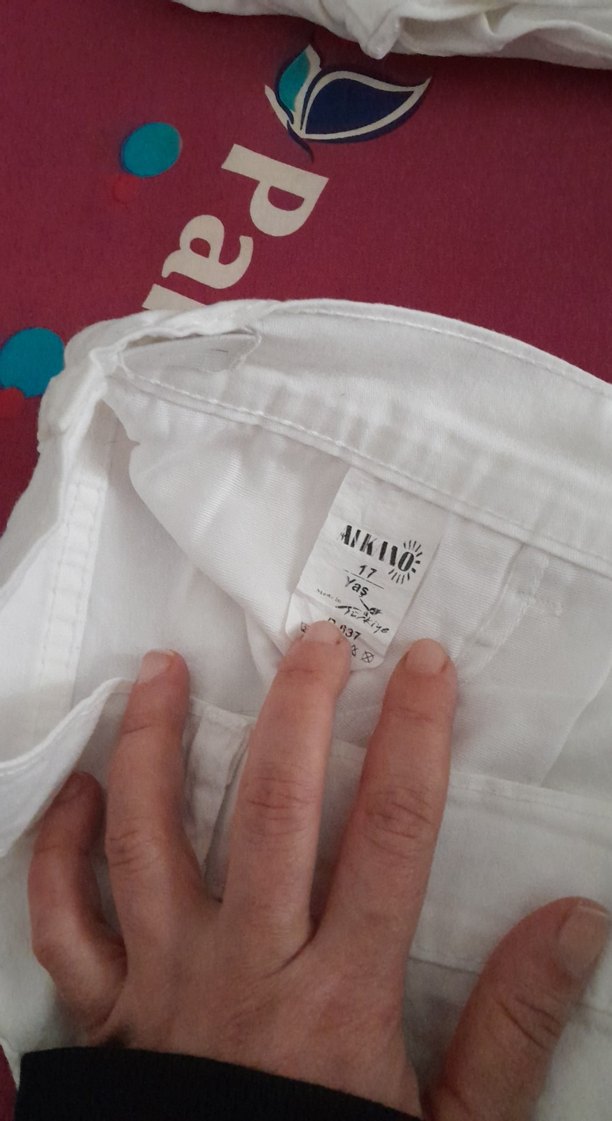 Düğmeli Beyaz Kumaş Pantolon - Görsel 2