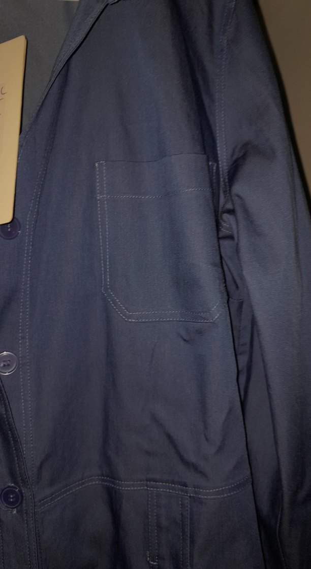 Düğmeli Mavi Uzun afkan  tunik  Keten - Görsel 3