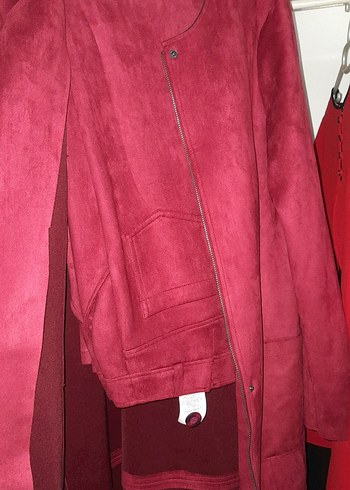 Bordo Süet Kadın pantolon ceket uzun takım - Görsel 2