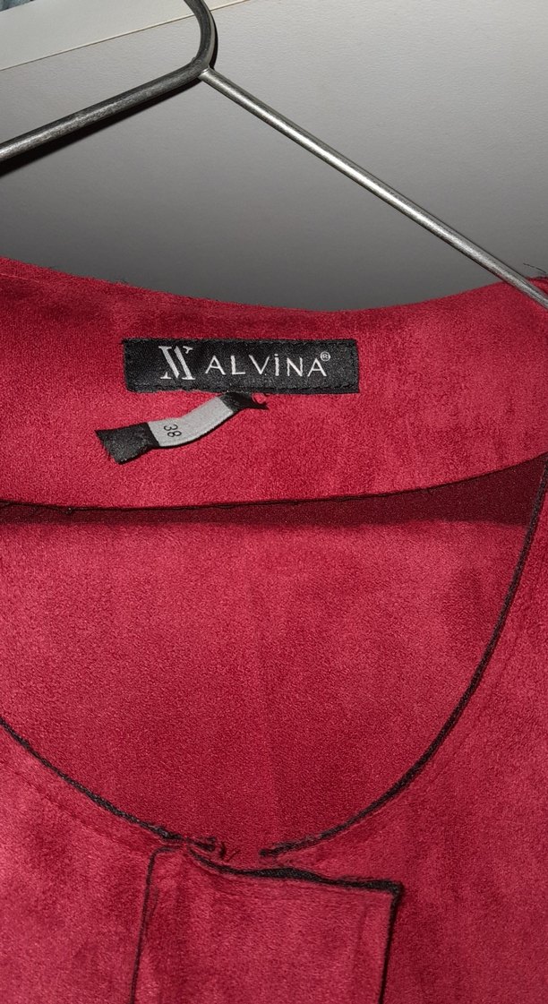 Bordo Süet Kadın pantolon ceket uzun takım - Görsel 3