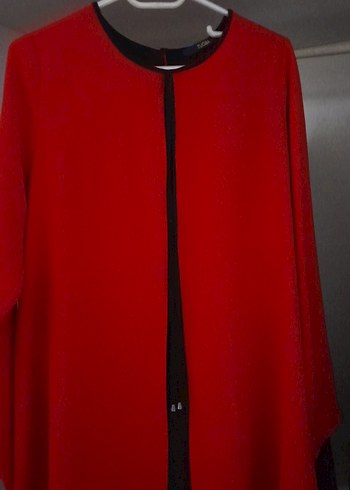 Uzun Kollu Kırmızı Kadın Tunik - Görsel 2