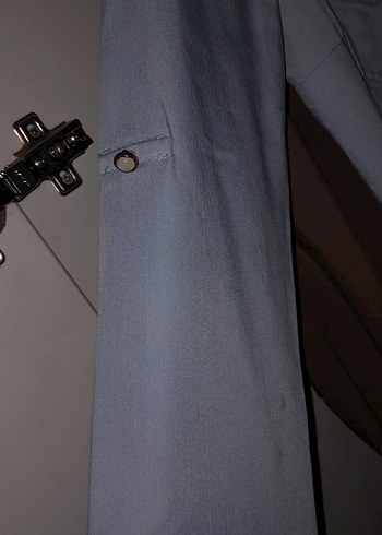 Gri Düğmeli Denim Kadın Gömlek - Görsel 2